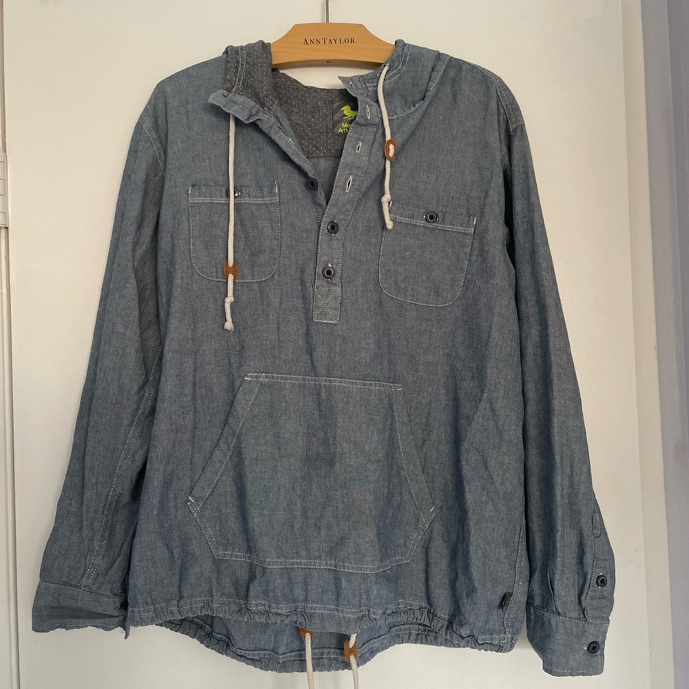 Denim 3/4 button up pull over